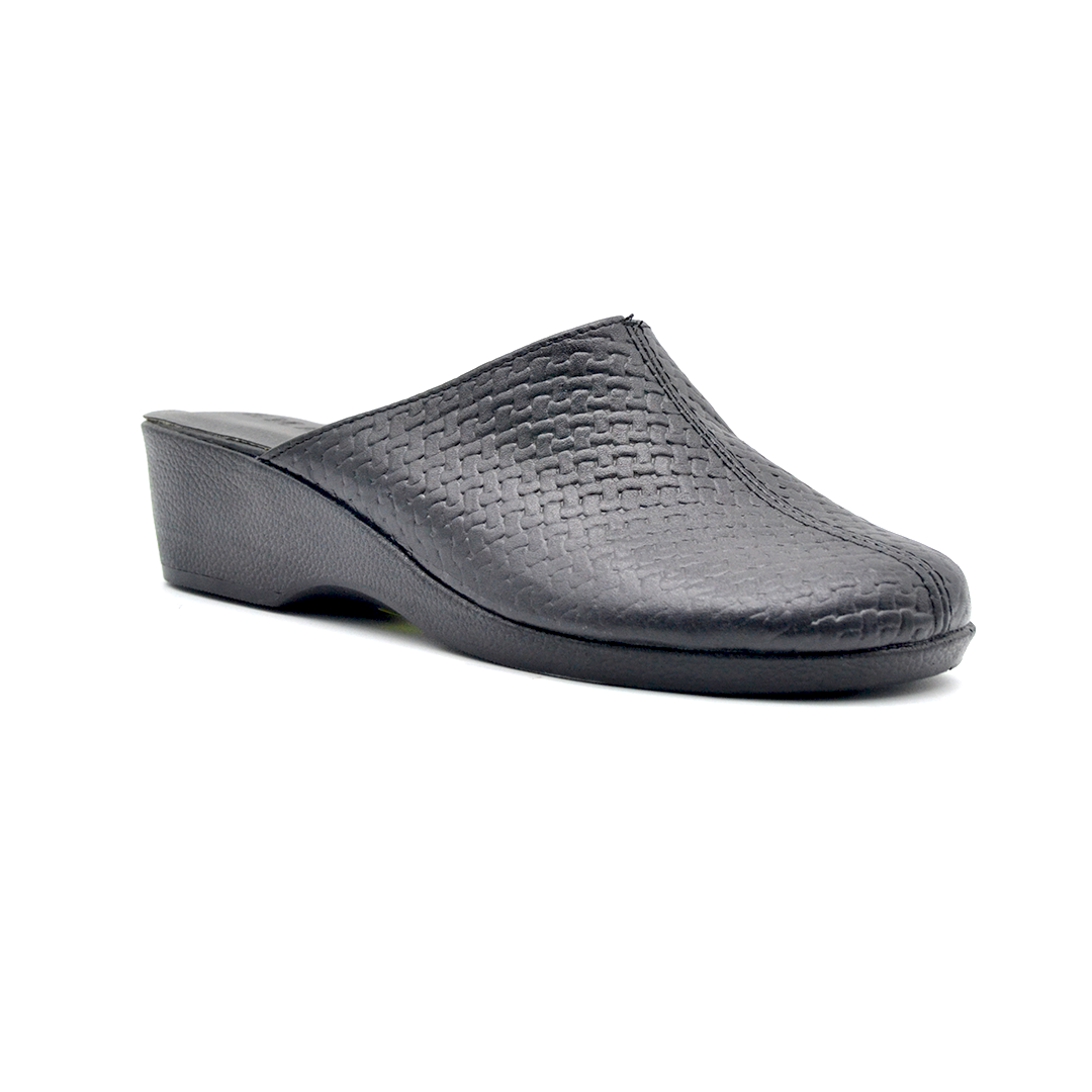 ShoeBox Orthopedic Sabo clog, 4 cm heel, genuine leather, model 73, black