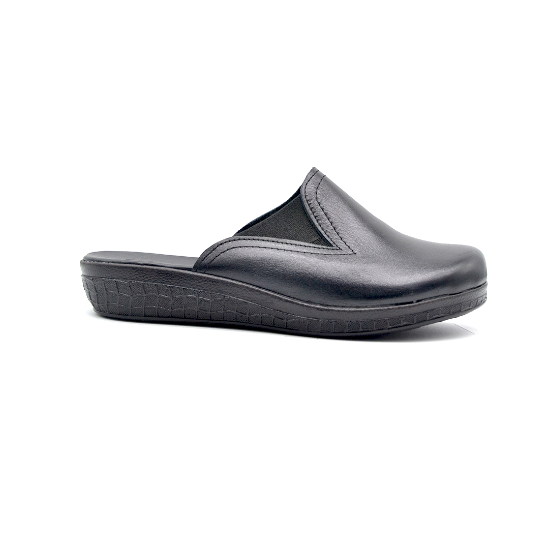 ShoeBox Orthopedic Sabo clog, 2 cm heel, genuine leather, model 75, black