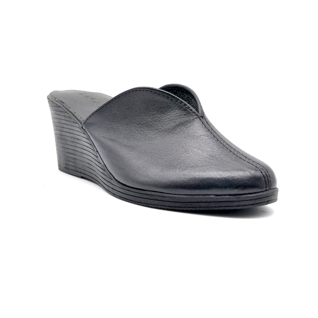 ShoeBox Orthopedic Sabo clog, 5 cm heel, genuine leather, model 76, black