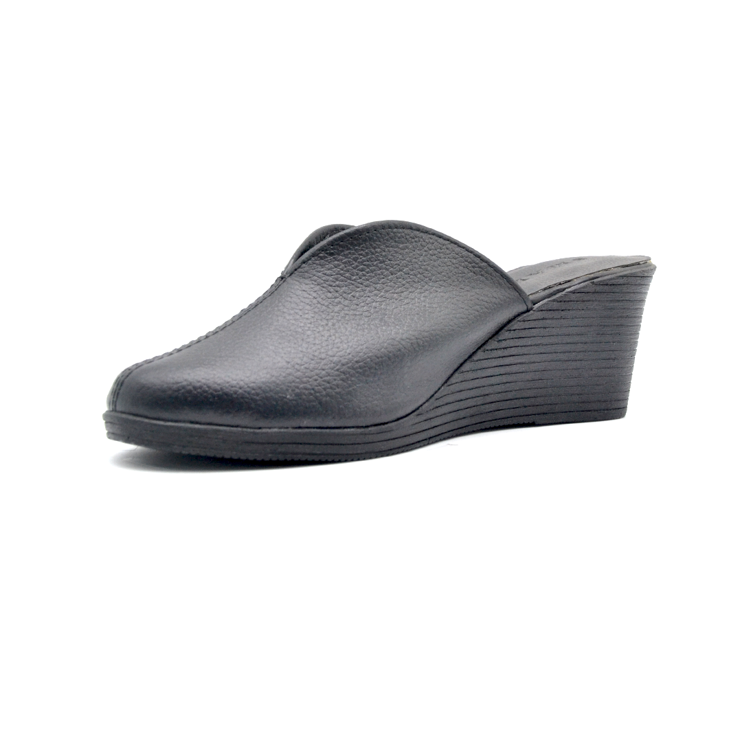 ShoeBox Orthopedic Sabo clog, 5 cm heel, genuine leather, model 76, black