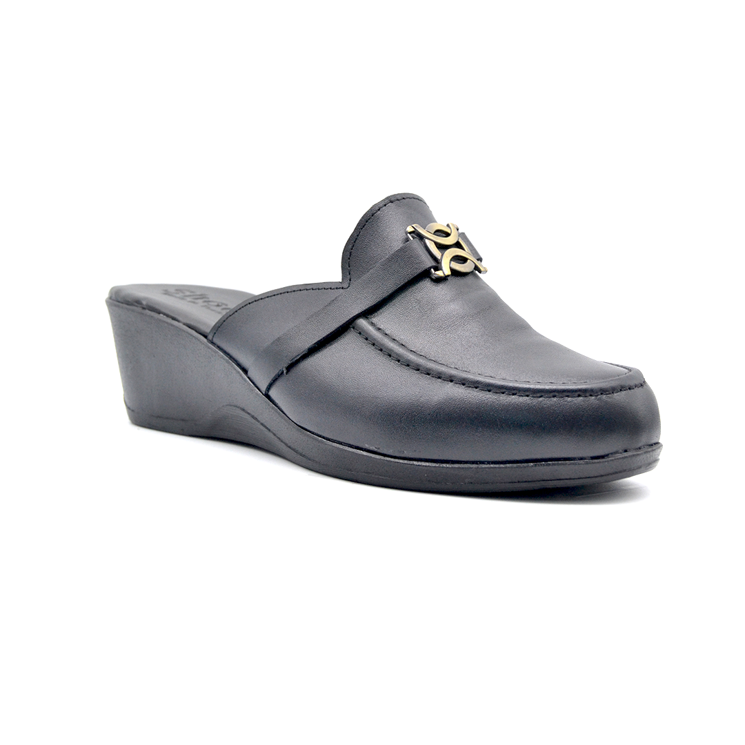 ShoeBox Orthopedic Sabo clog, 3 cm heel, genuine leather, model 97, black