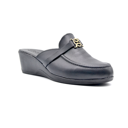 ShoeBox Orthopedic Sabo clog, 3 cm heel, genuine leather, model 97, black