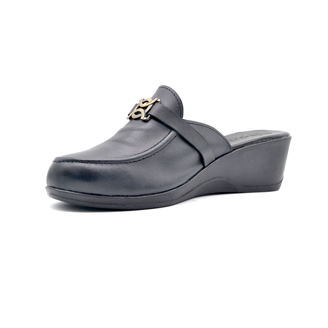ShoeBox Orthopedic Sabo clog, 3 cm heel, genuine leather, model 97, black